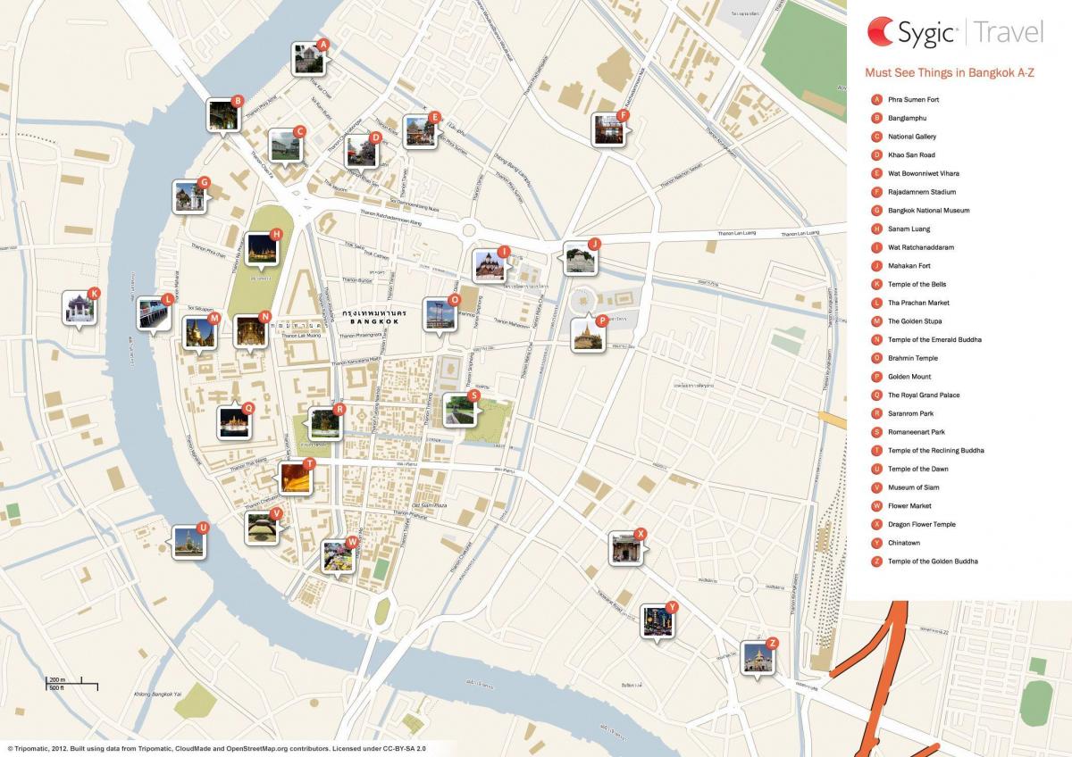 Bangkok (Krung Thep) Sehenswürdigkeiten Karte