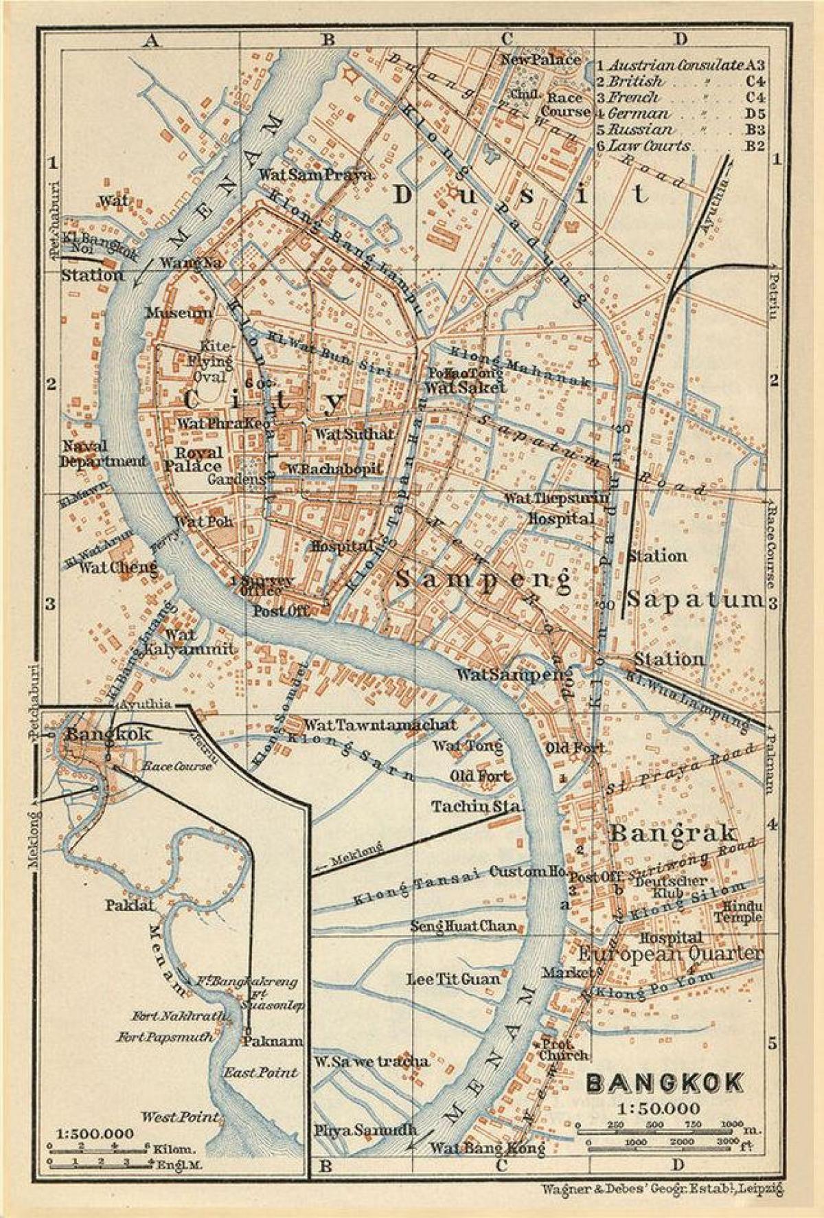 Bangkok (Krung Thep) antike Karte