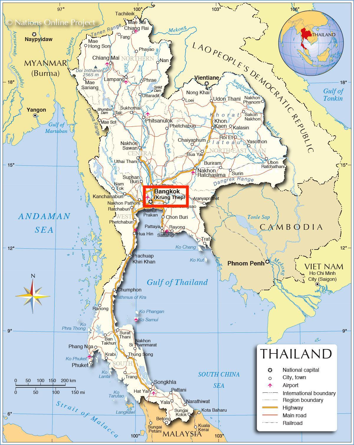 Bangkok (Krung Thep) auf der Thailand-Karte