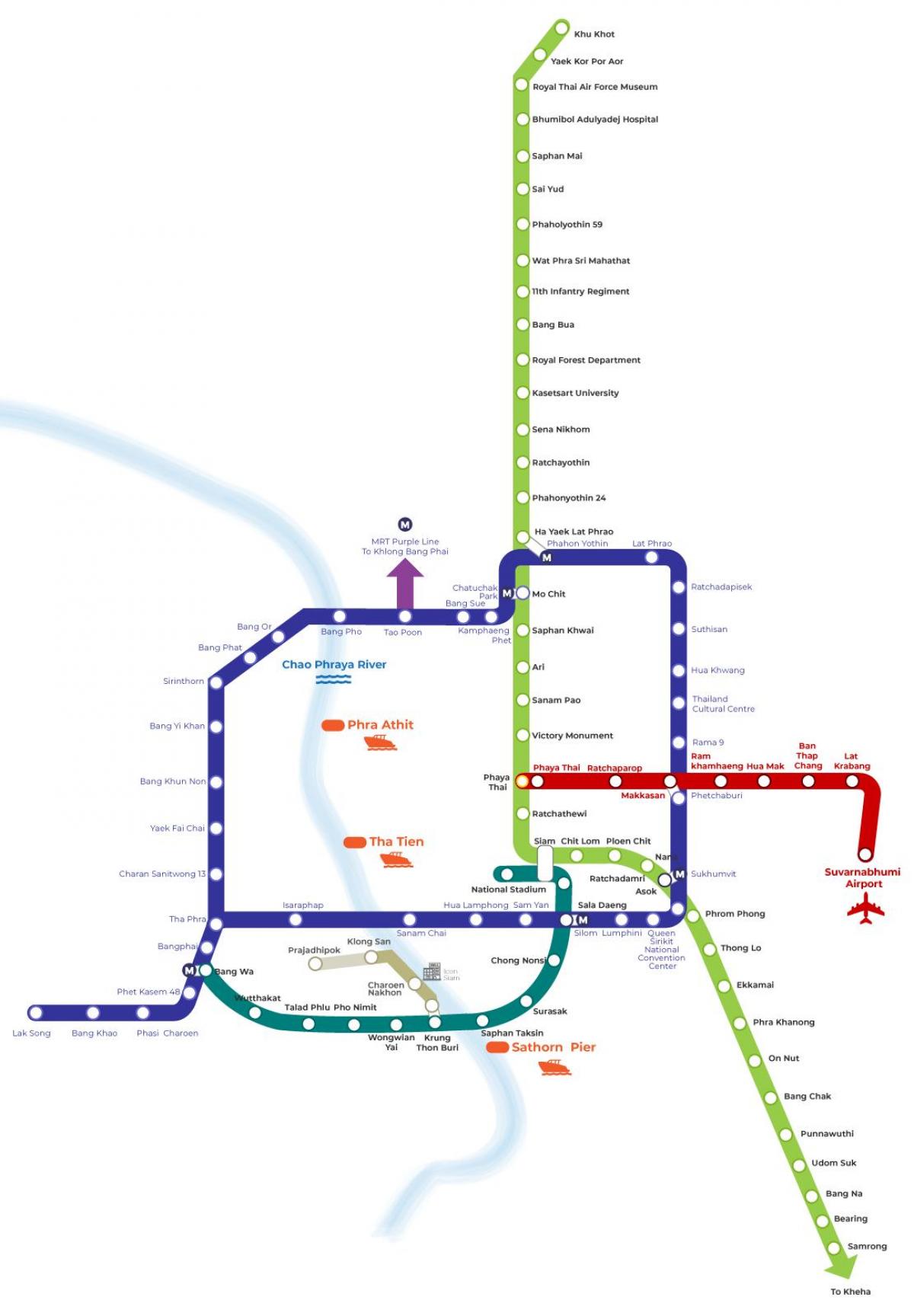 Karte der U-Bahn-Station Bangkok (Krung Thep)