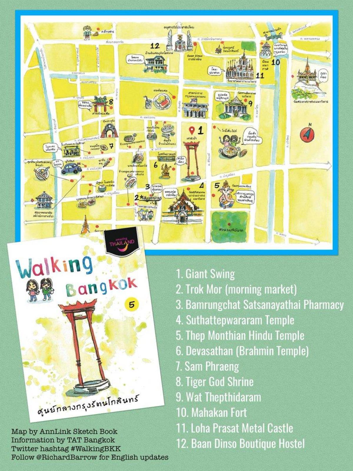 Bangkok (Krung Thep) Wandertouren Karte