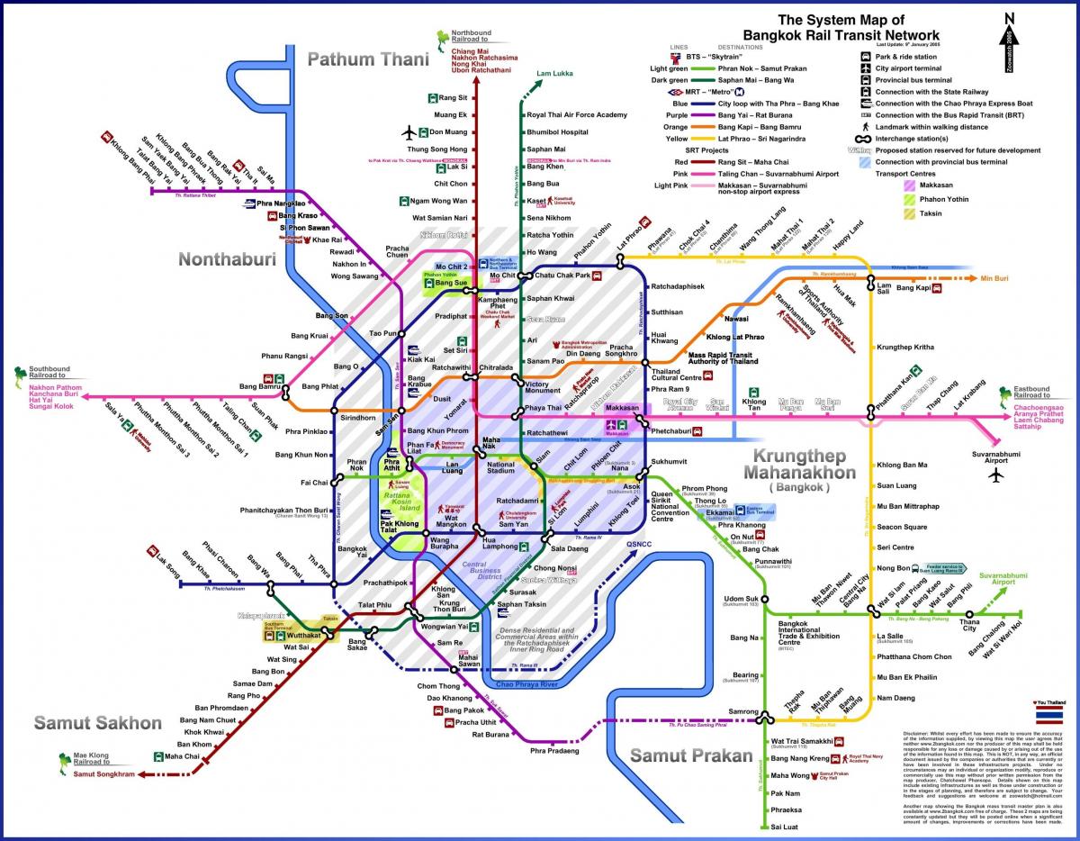 Bangkok (Krung Thep) Bahnhöfe Karte